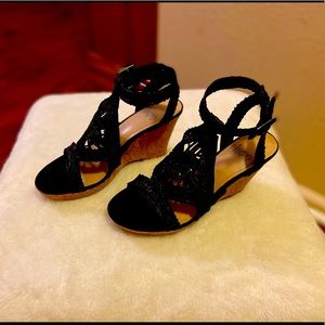 Black Wedge Sandals